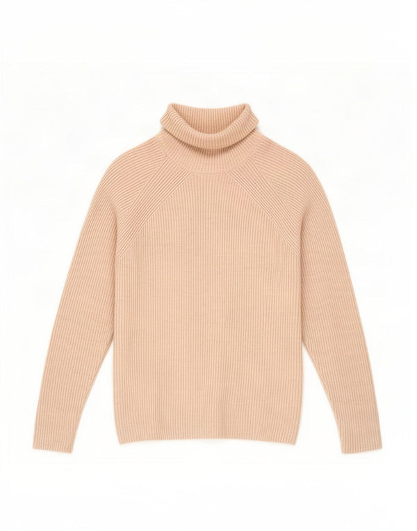 Marks & Spencer Damski sweter z golfem UK 16, duży, beżowy, wiskoza