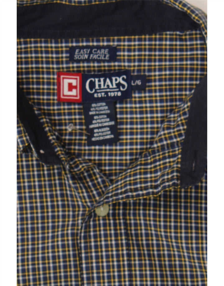 CHAPS Mens Shirt Large Navy Blue Check Cotton Vintage Chaps and Second-Hand Chaps from Messina Hembry 
