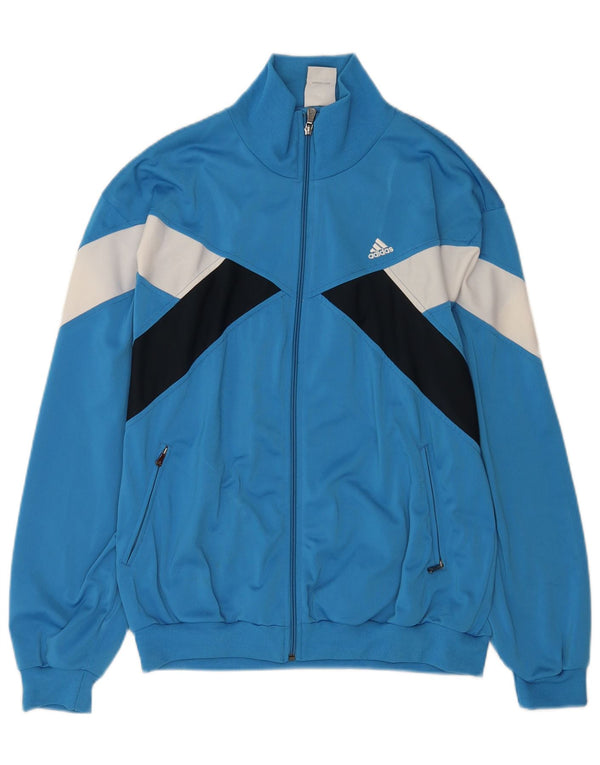 Adidas Męska bluza dresowa UK 40/42 Średni niebieski poliester z blokami kolorów