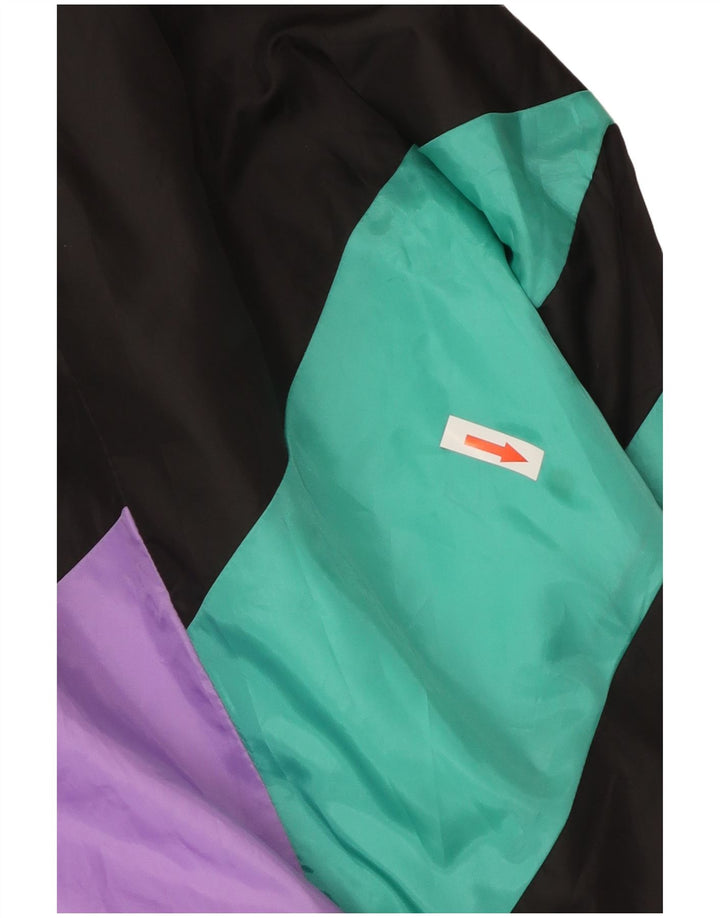 Kurtka męska dresowa w stylu vintage, duża, czarna, z blokami kolorów