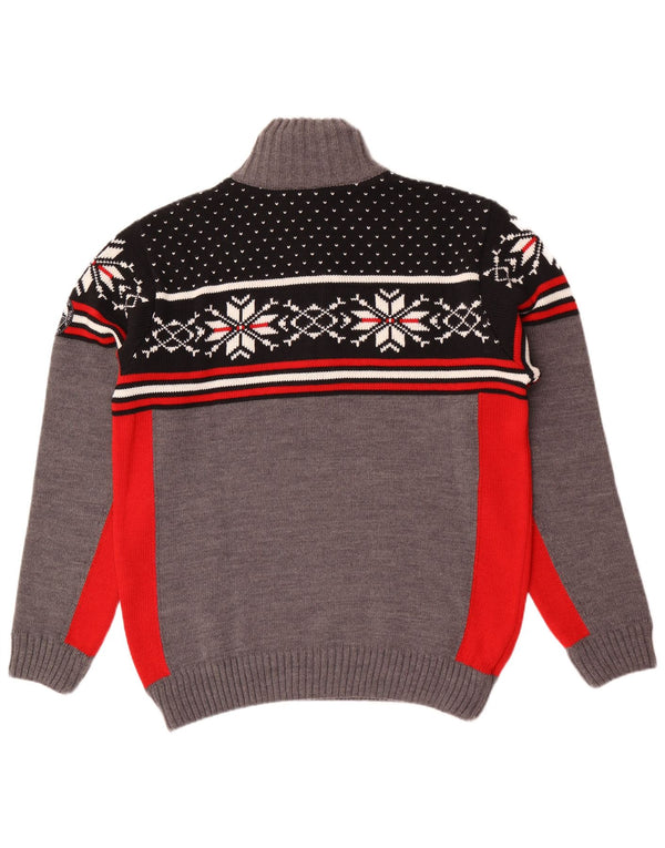 CMP Męski sweter z zamkiem błyskawicznym, duży, szary, akryl Fair Isle
