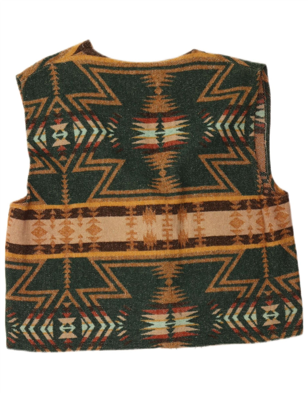 Vintage męska kamizelka XL zielona geometryczna aztec