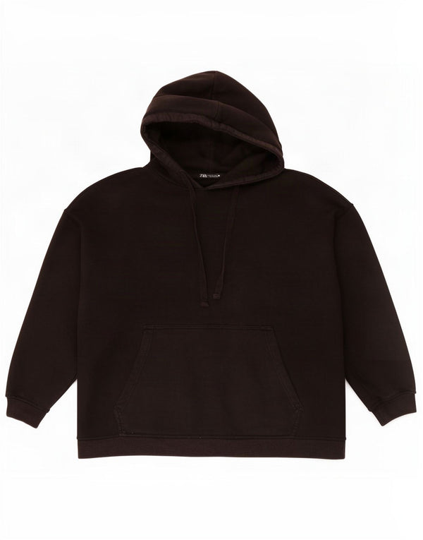 Zara Womens Oversized Hoodie Jumper UK 14 Medium Black Cotton