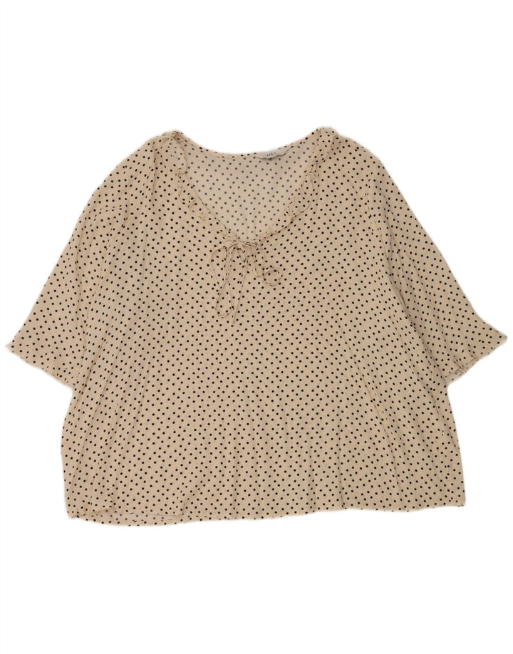 Marks & Spencer Damska bluzka z falbanką z przodu, UK 18 XL Złamana biel w kropki