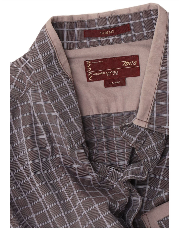 Męska koszula slim fit Marlboro Classics w dużą szarą kratkę