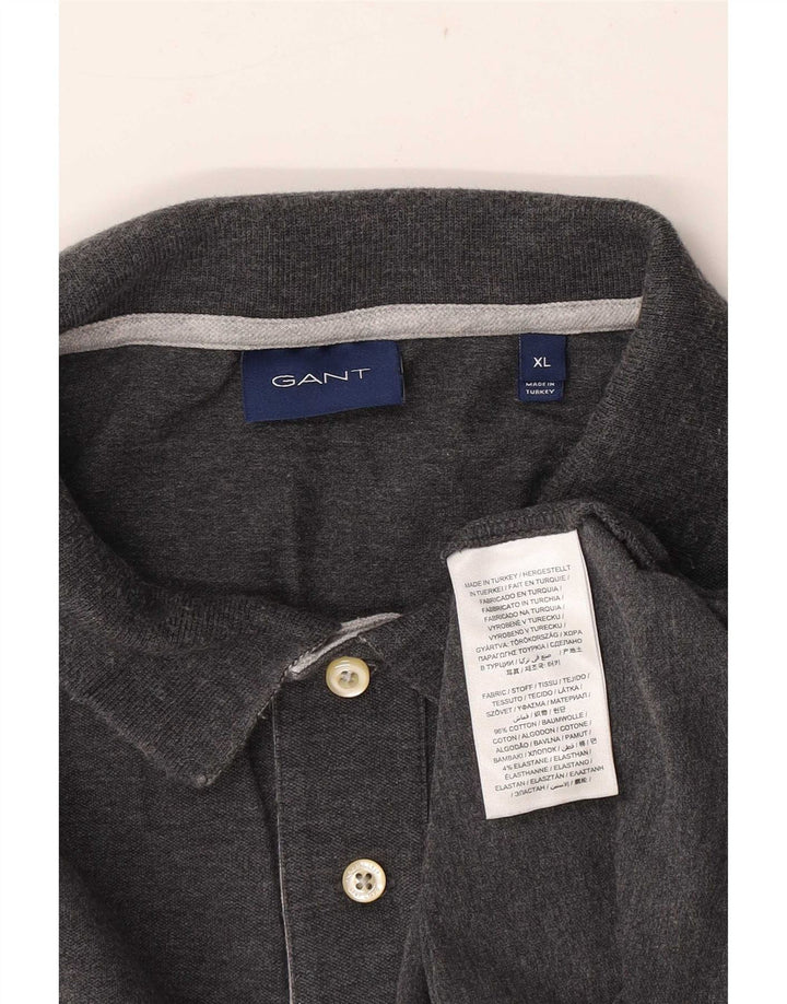 Męska koszulka polo Gant z długim rękawem XL, szara bawełna