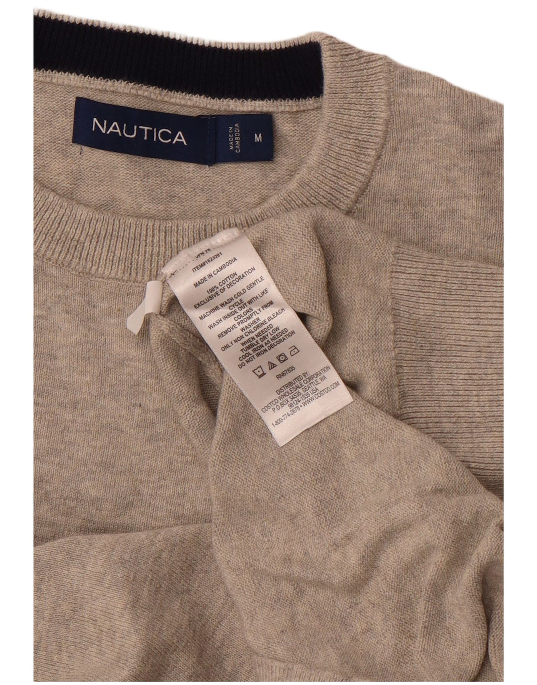 Męski sweter z okrągłym dekoltem NAUTICA, średnioszary, bawełniany