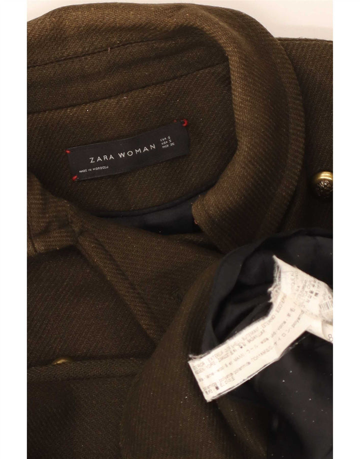 Płaszcz damski Zara Pea Coat UK 10 Small, wełna khaki