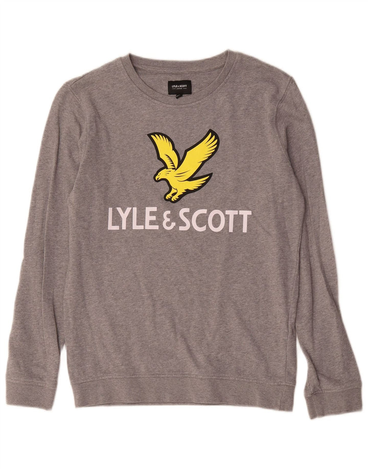 Bluza chłopięca Lyle & Scott z grafiką, 12-13 lat, szara, nakrapiana