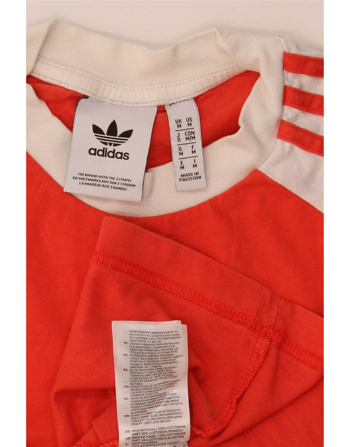 Męska koszulka Adidas z długim rękawem, średnia, pomarańczowa, bawełniana z blokami kolorów