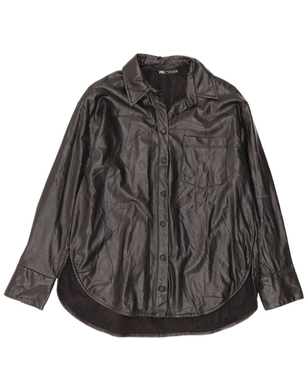 Damska koszula oversize ze sztucznej skóry Zara UK 4 XS czarna