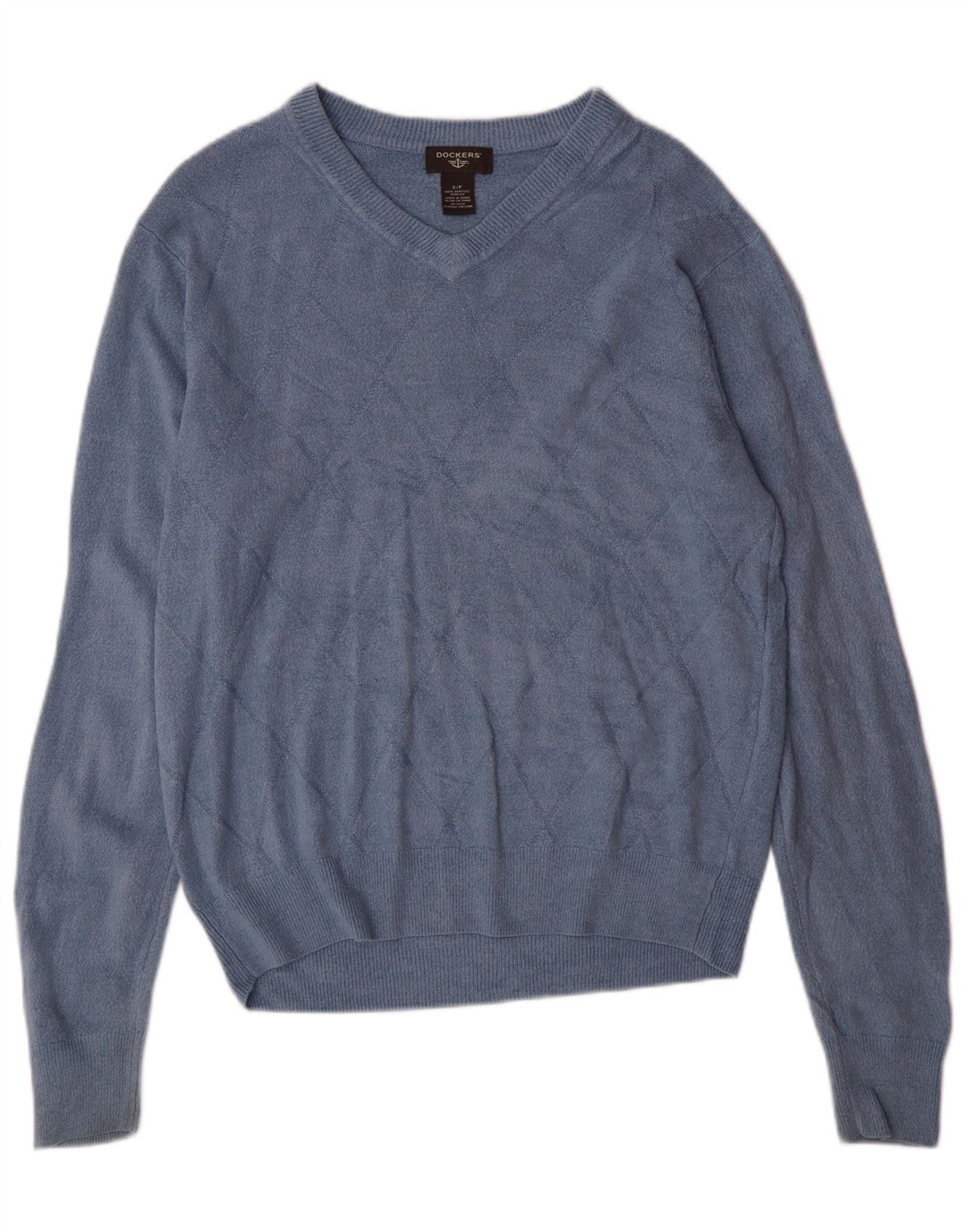 Męski sweter Dockers z dekoltem w szpic, mały niebieski Argyle/diamentowy akryl