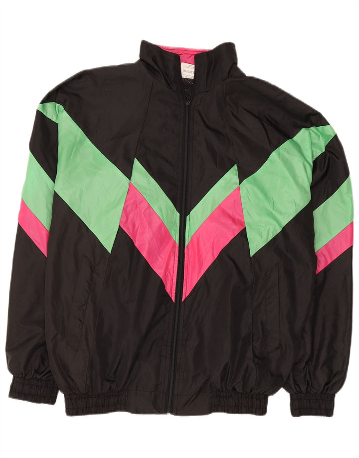 Męska kurtka dresowa w stylu vintage XL Czarny poliester z blokami kolorów
