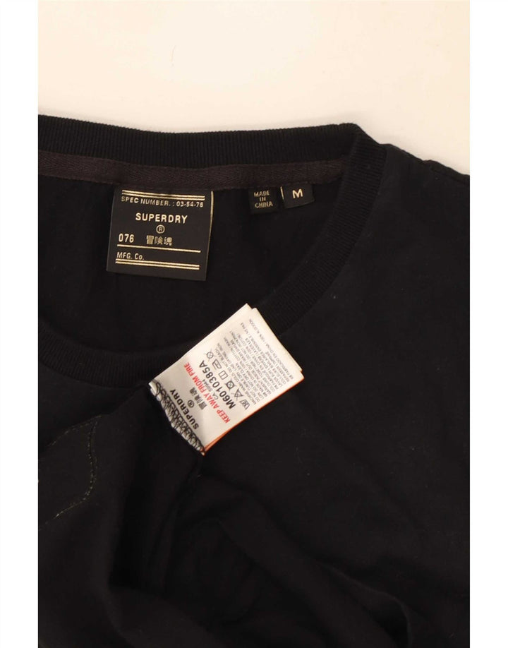 Męski top Superdry z grafiką, długim rękawem, średnio czarny, bawełniany