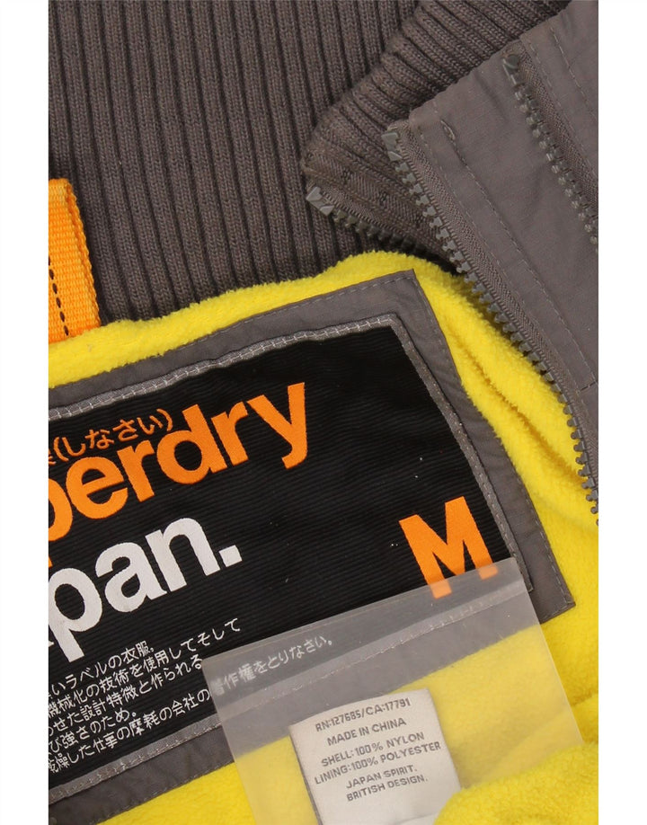 SUPERDRY Męska kurtka wiatrówka z kapturem UK 38 Średni szary nylon