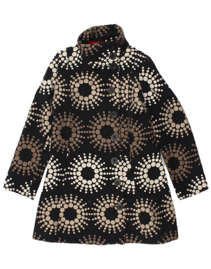Desigual damski płaszcz EU 42, duży, czarny, w kwiaty, akryl
