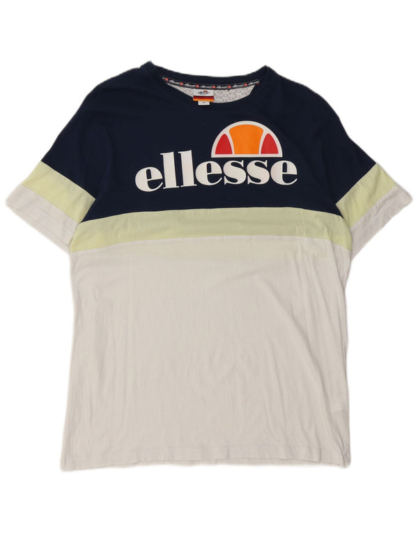 Męska koszulka z grafiką Ellesse Top XL, granatowa, bawełniana w bloki kolorów