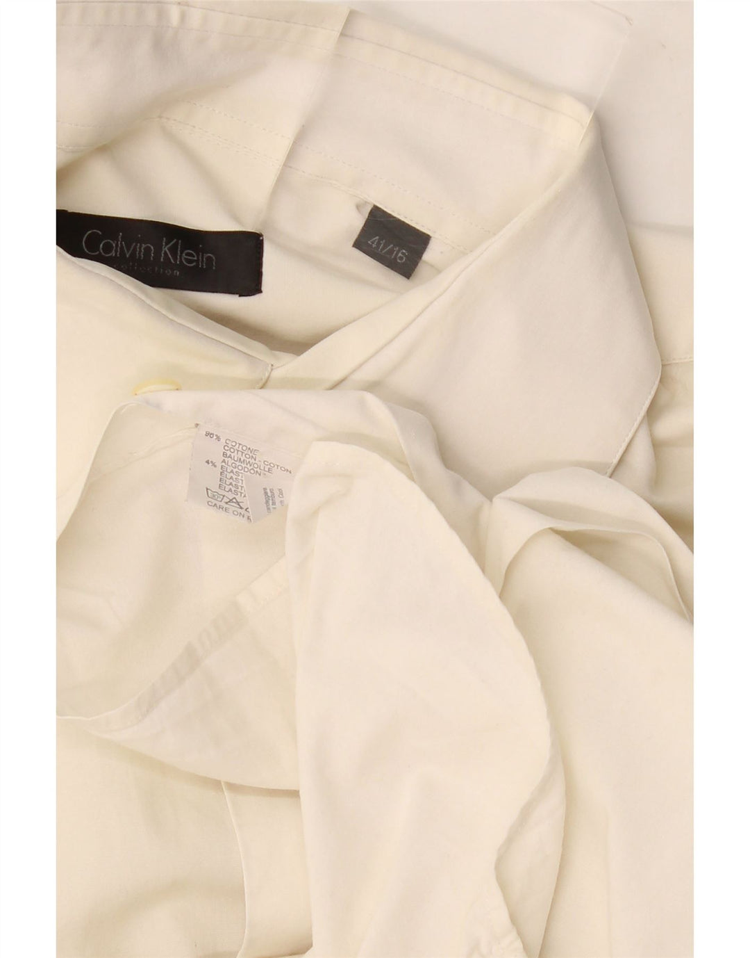CALVIN KLEIN Mens Shirt Size 41 16 Large Off White Cotton