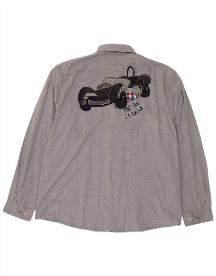 Męska koszula graficzna Desigual 3XL, szary poliester
