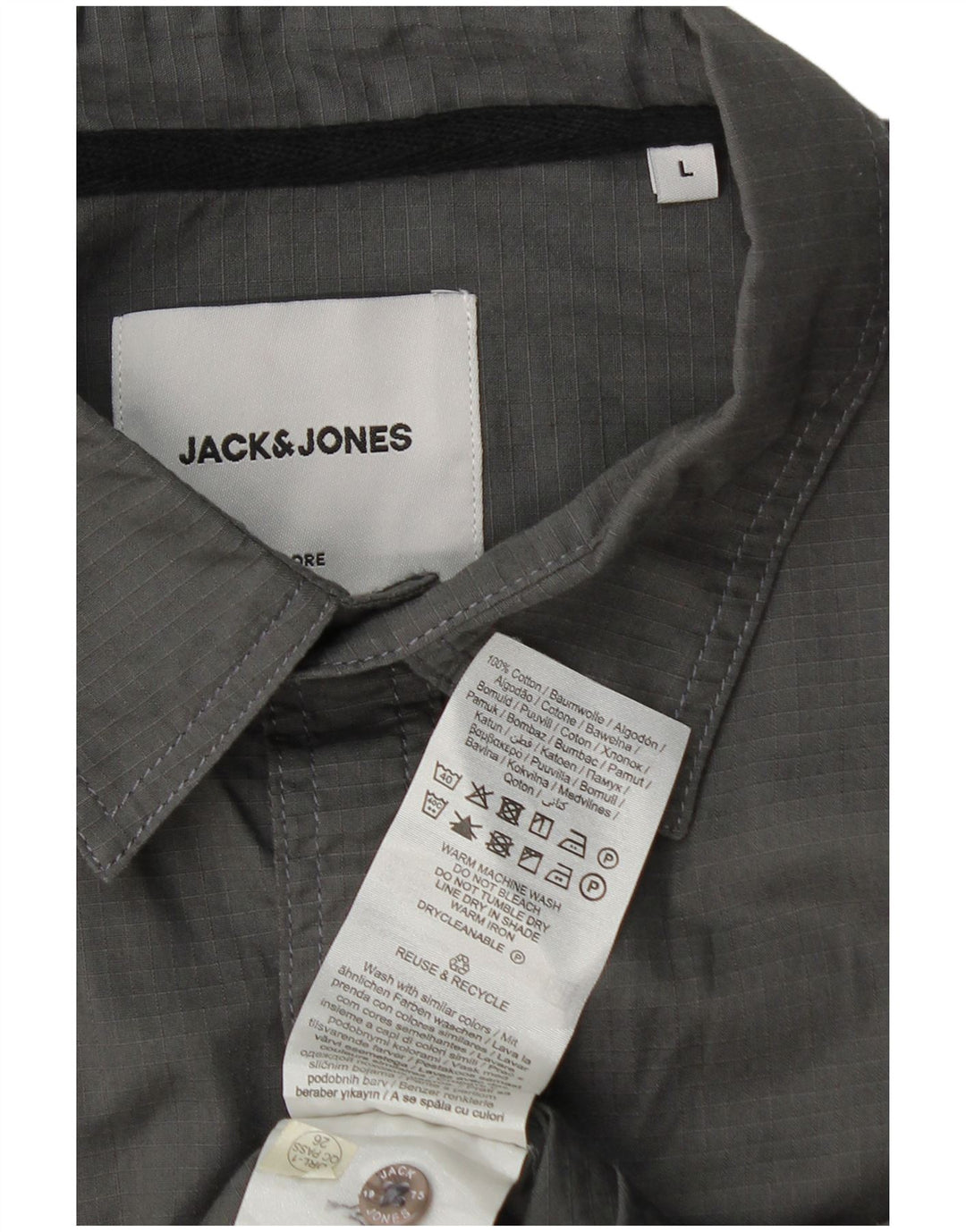 Męska koszula z krótkim rękawem Jack & Jones, duża, szara, bawełniana