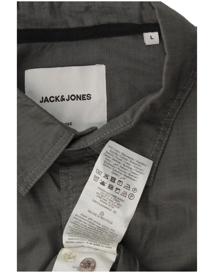 Męska koszula z krótkim rękawem Jack & Jones, duża, szara, bawełniana