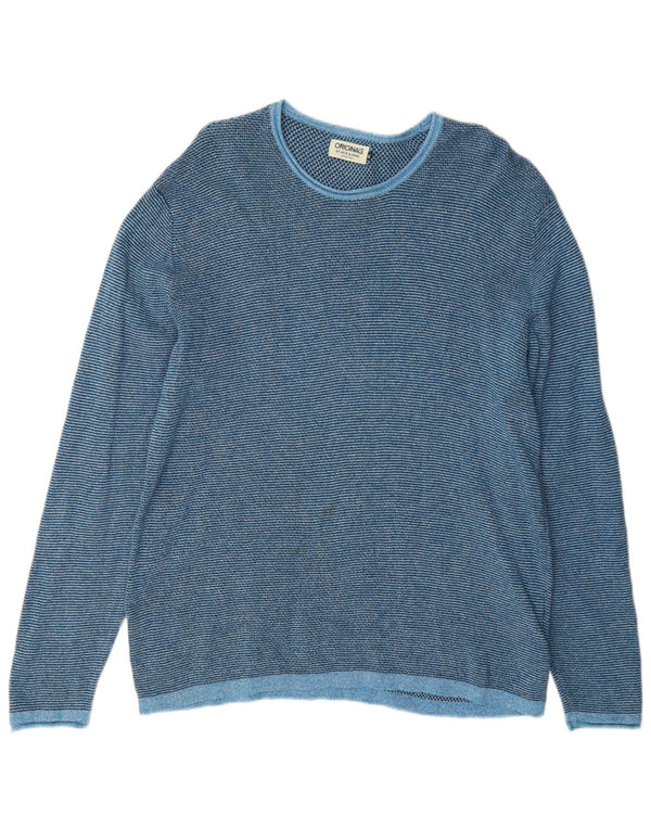 Męski sweter Jack & Jones z okrągłym dekoltem XL, niebieski, bawełniany