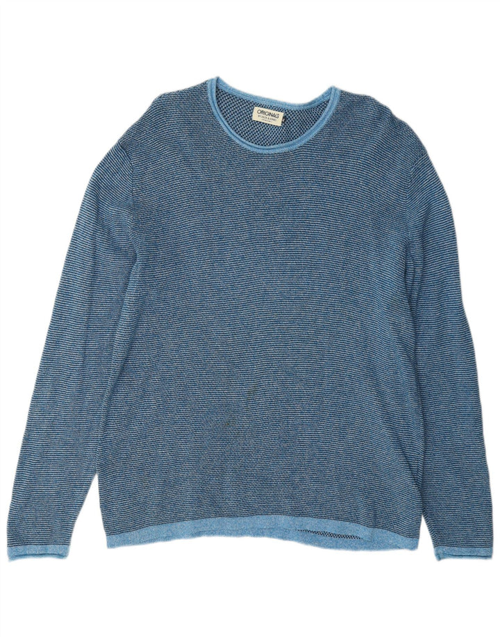 Męski sweter Jack & Jones z okrągłym dekoltem XL, niebieski, bawełniany