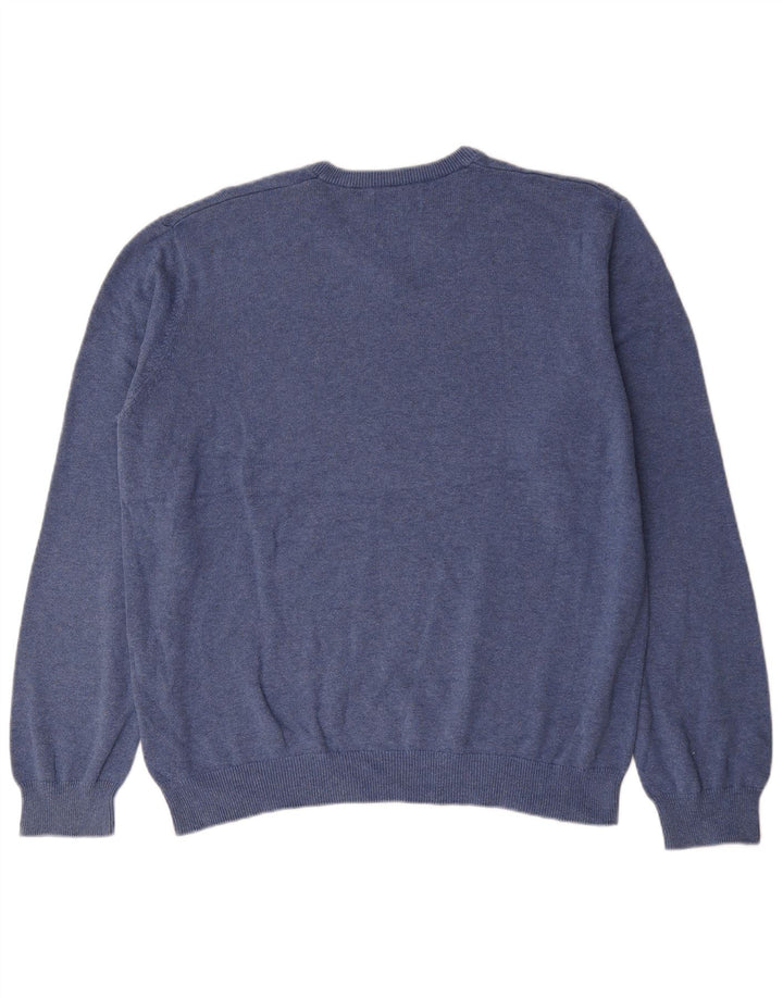 Marks & Spencer Męski sweter z dekoltem w kształcie litery V, XL, niebieski, bawełniany