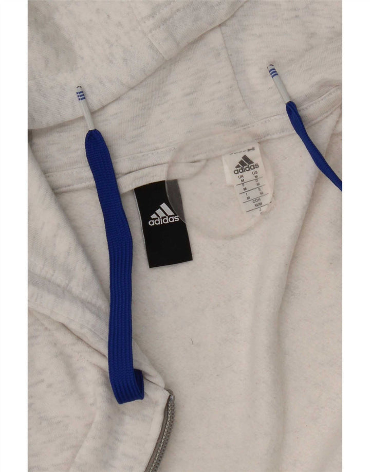 Męski sweter Adidas z grafiką i zamkiem błyskawicznym, średni, w kolorze złamanej bieli, nakrapiany