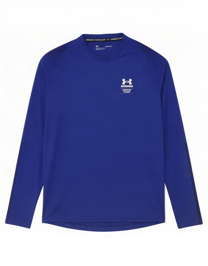 Męski top z długim rękawem Under Armour, średni niebieski w kropki, poliester