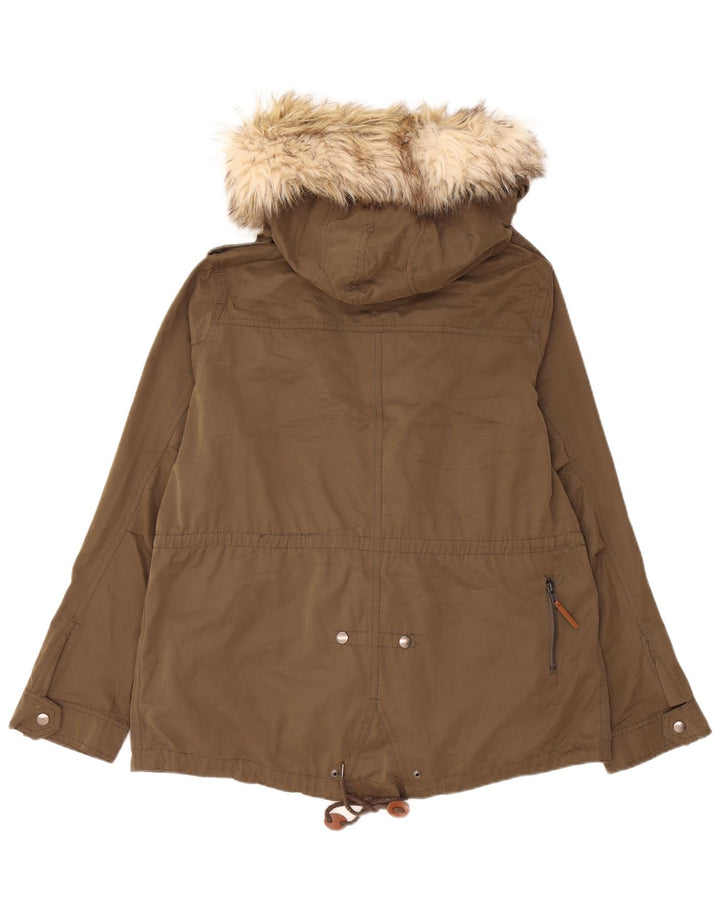 Damska kurtka wiatrówka z kapturem Zara UK 16, duża, khaki