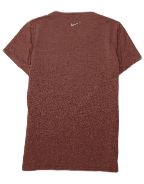 Damska koszulka z krótkim rękawem Nike Dri Fit, UK 12, średnio-brązowa, nakrapiana