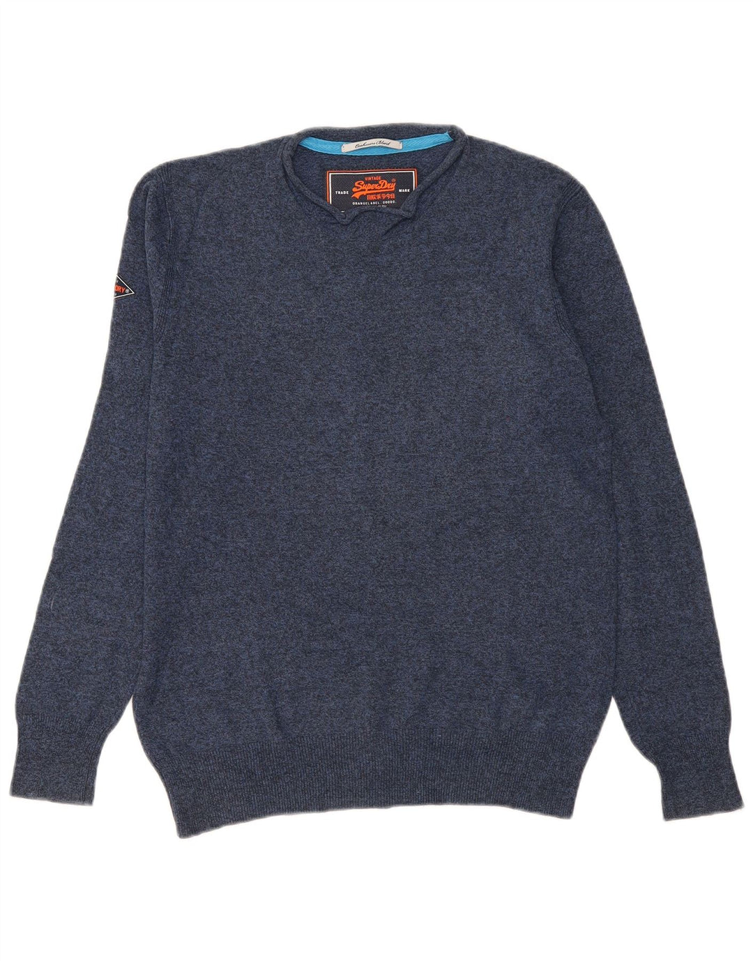 Męski sweter Superdry z okrągłym dekoltem, średni granatowy, bawełniany w cętki