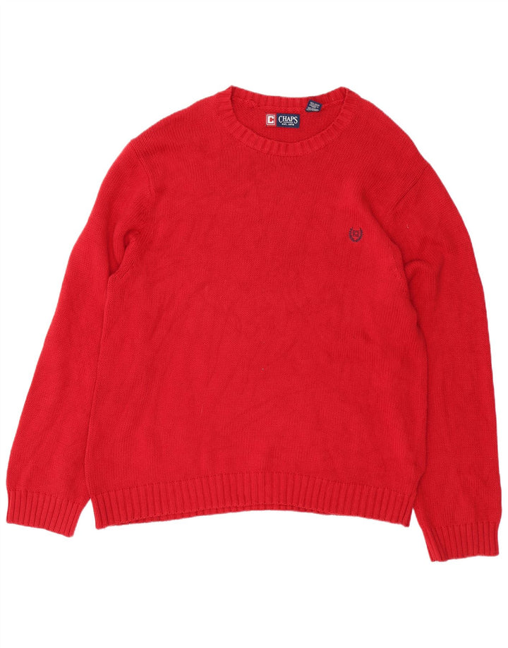 Męski sweter z dekoltem w łódkę Chaps XL, czerwony, bawełniany