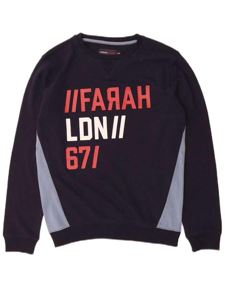 Bluza chłopięca Farah z grafiką, 14-15 lat, granatowa, z blokami kolorów