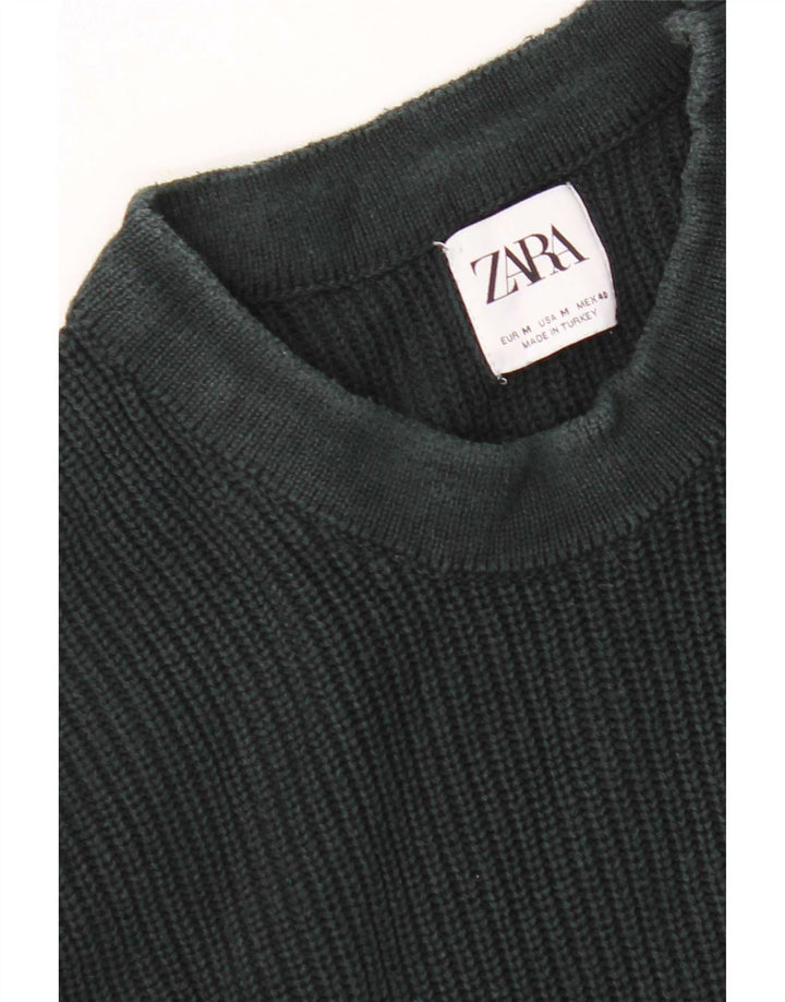 Męski sweter z okrągłym dekoltem Zara, średni zielony