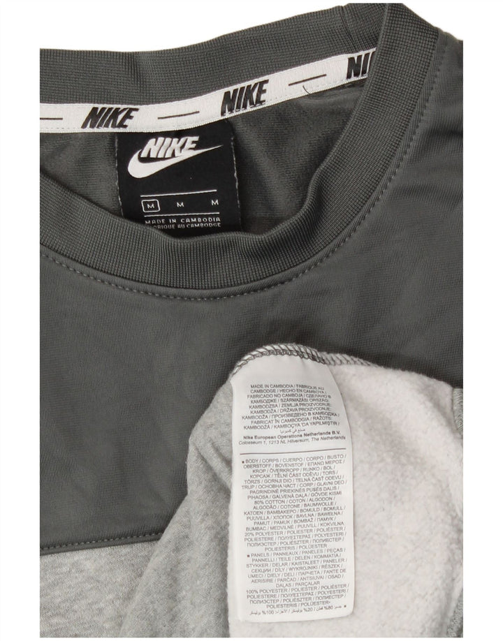 Męska bluza Nike z grafiką, bawełniana, średnioszara, z blokami kolorów