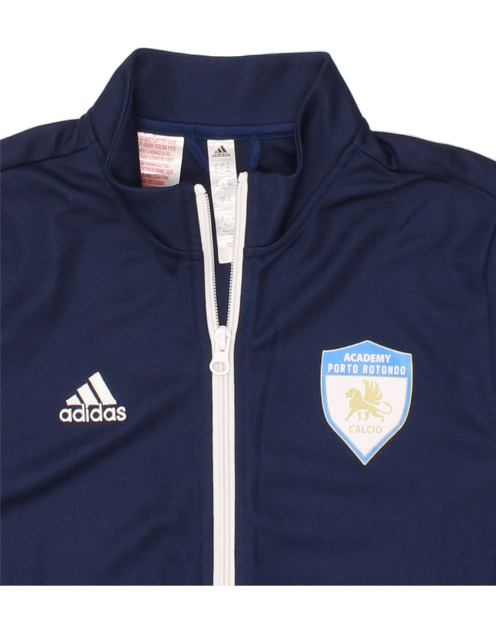 ADIDAS Boys Aeroready Tracksuit Top Jacket 13-14 Years Navy Blue Polyester Vintage Adidas and Second-Hand Adidas from Messina Hembry 
