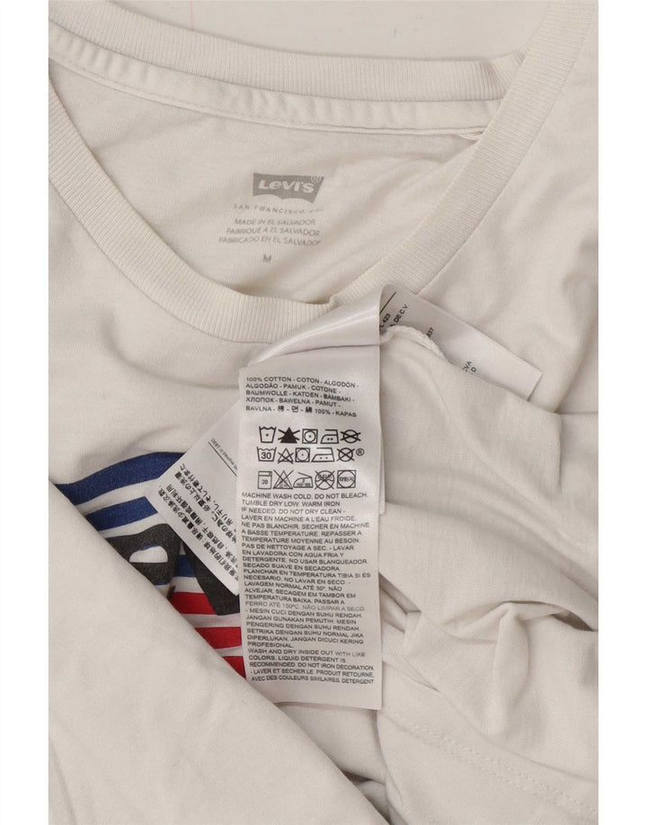 Damska koszulka z grafiką Levi's Top UK 14 Średnia biała bawełna