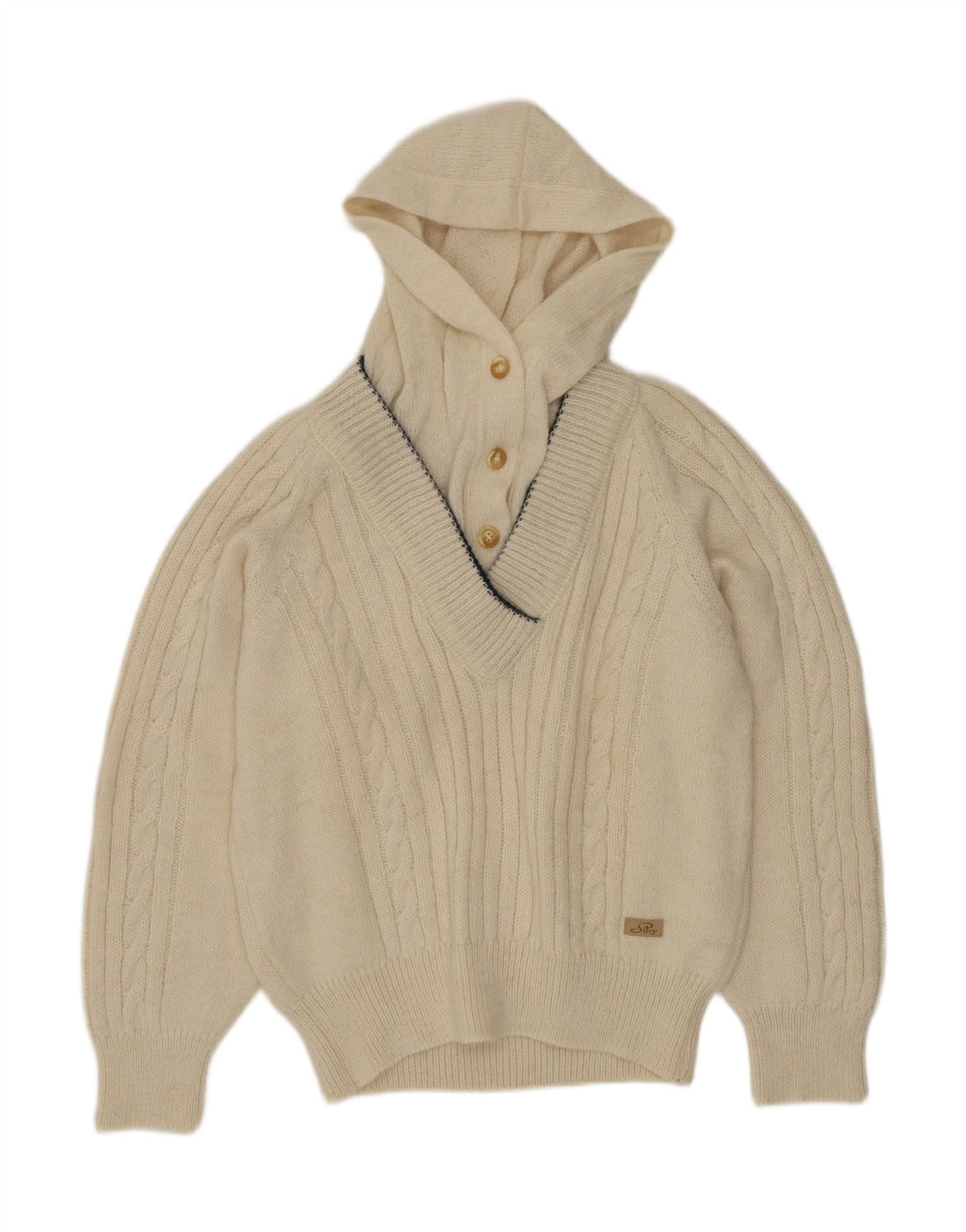 Damski sweter z kapturem i guzikami Silvy IT 46, duży, biały