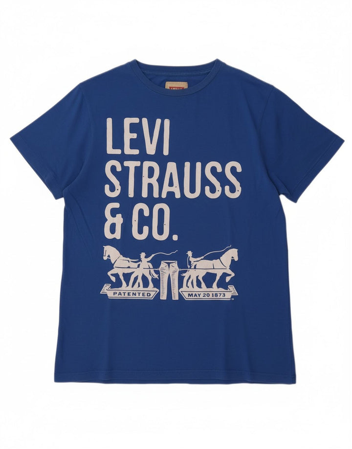 Chłopięcy T-shirt z grafiką LEVI'S, 15-16 lat, niebieska bawełna