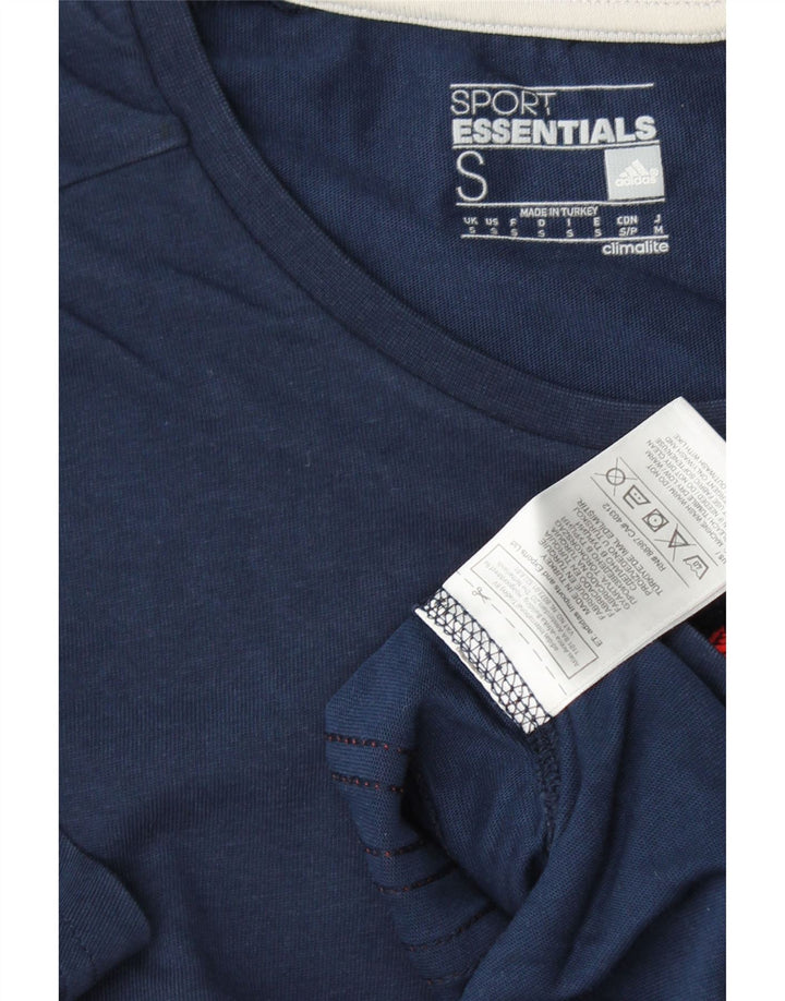 ADIDAS Mens Climalite T-Shirt Top Small Navy Blue Cotton Vintage Adidas and Second-Hand Adidas from Messina Hembry 