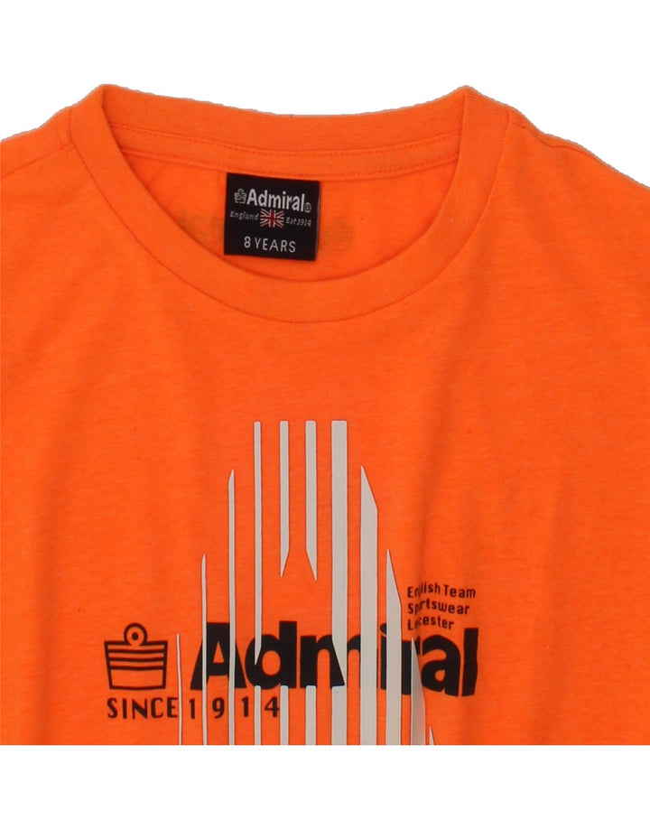 ADMIRAL Boys Graphic T-Shirt Top 7-8 Years Orange Vintage Admiral and Second-Hand Admiral from Messina Hembry 