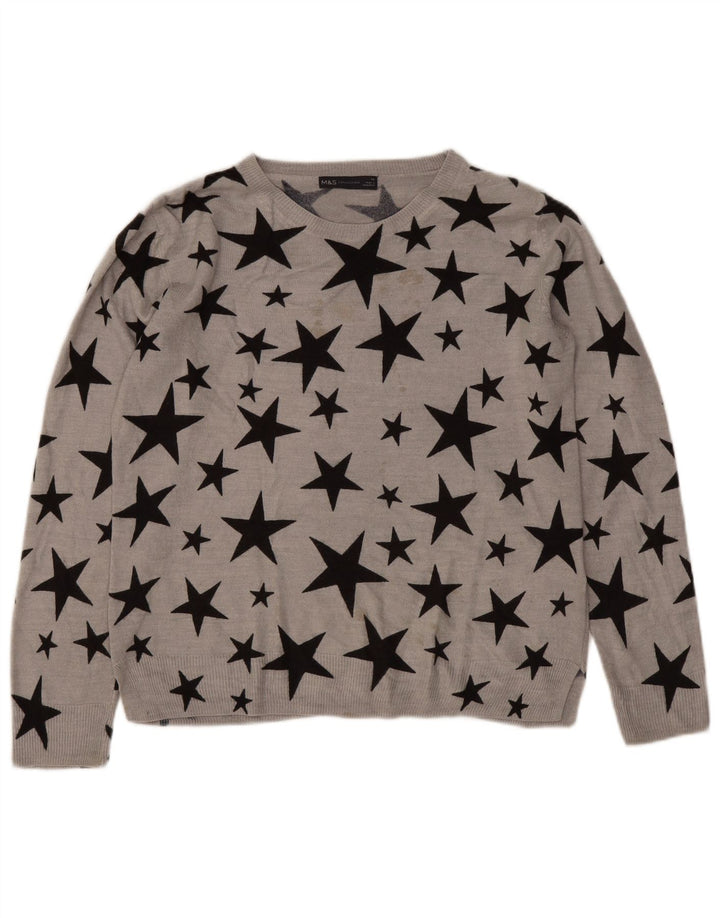 Marks & Spencer Damski sweter z dekoltem w łódkę, UK 14, duży, szary