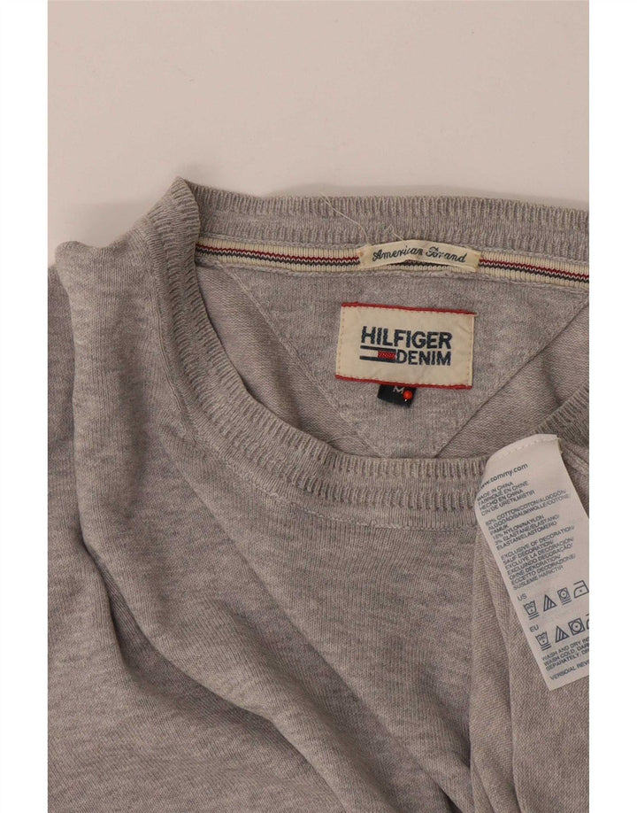 Męski sweter z okrągłym dekoltem Tommy Hilfiger, średnioszary, bawełniany