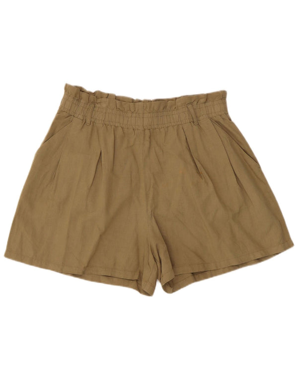 Damskie spodenki Zara z wysokim stanem i luźnym krojem, duże lniane W32 khaki