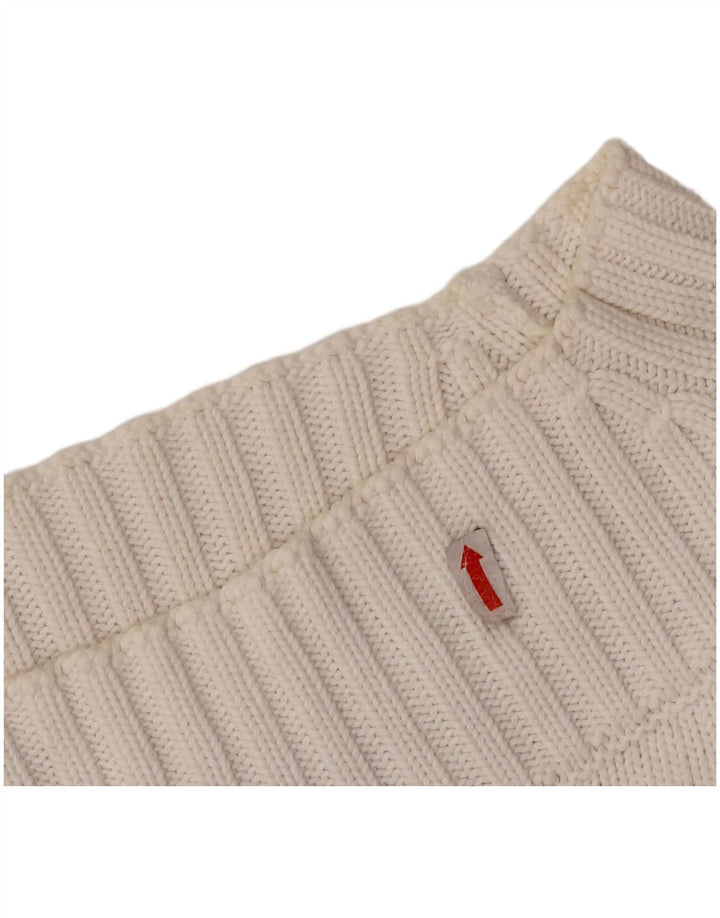 Damski sweter z golfem SISLEY, rozmiar UK 10, mały, biały, bawełniany