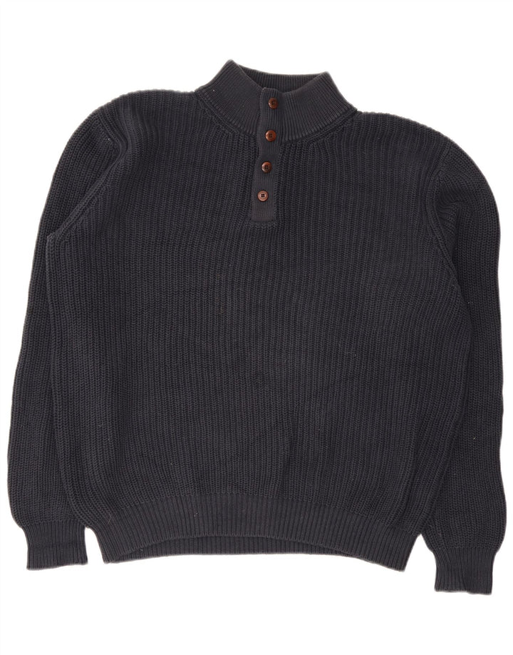 L.L.Bean Męski sweter zapinany na guziki, duży, granatowy, bawełniany
