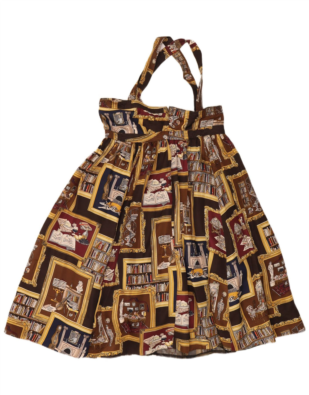 J. Crew Damska sukienka wiązana na szyi w abstrakcyjny wzór US 6 Średni brązowy jedwab