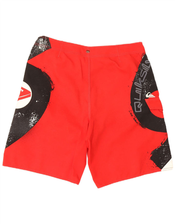Męskie spodenki kąpielowe Quiksilver z grafiką, duży, biały, poliestrowy blok kolorów